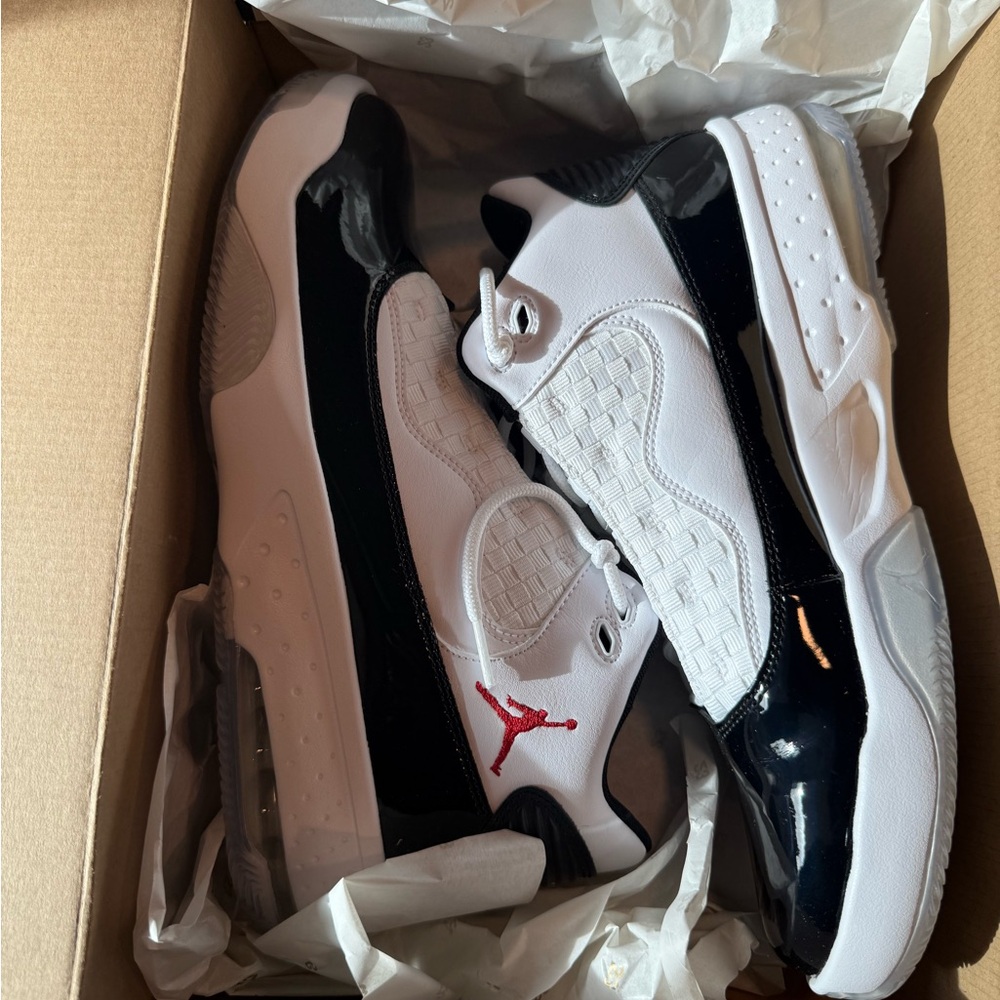 Jordan Max Aura 2 in White, Red, and Black